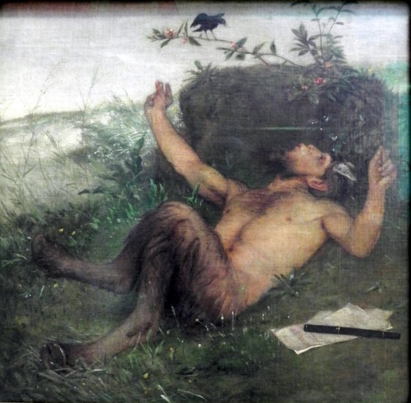 Faun Whistling to a Blackbird  1875